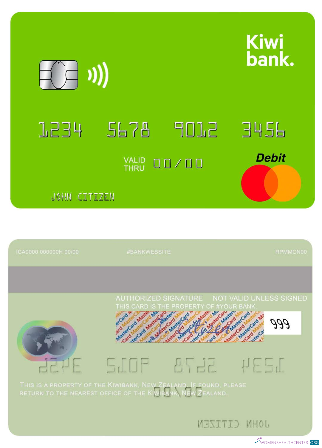 Download New Zealand Kiwibank mastercard Photoshop template